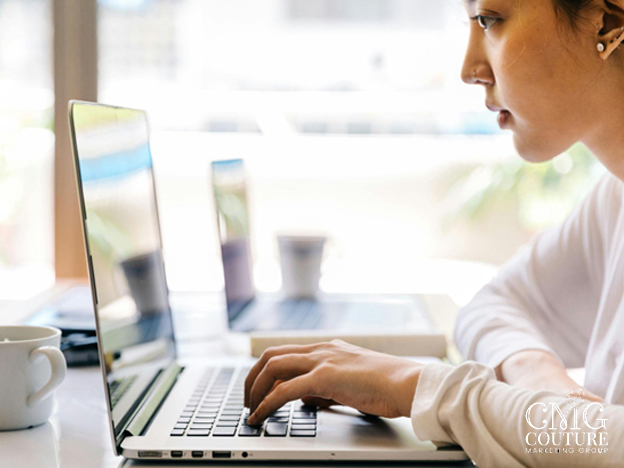 Professional working on SEO strategy on a laptop
